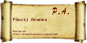Pászti Aranka névjegykártya
